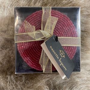 NIB Nanette Lepore Red Beaded Coasters - Set of 4